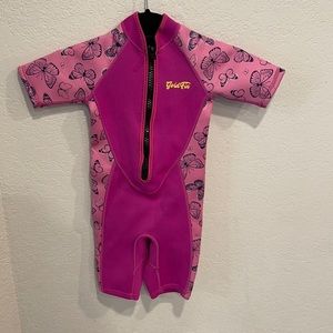 Neoprene girl suit Girls Pink Butterfly Wetsuit size 6 little kids